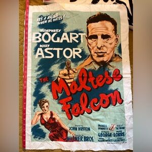 Vintage cloth movie poster “The Maltese Falcorn” 29”x 21” made by Westco-Reltex